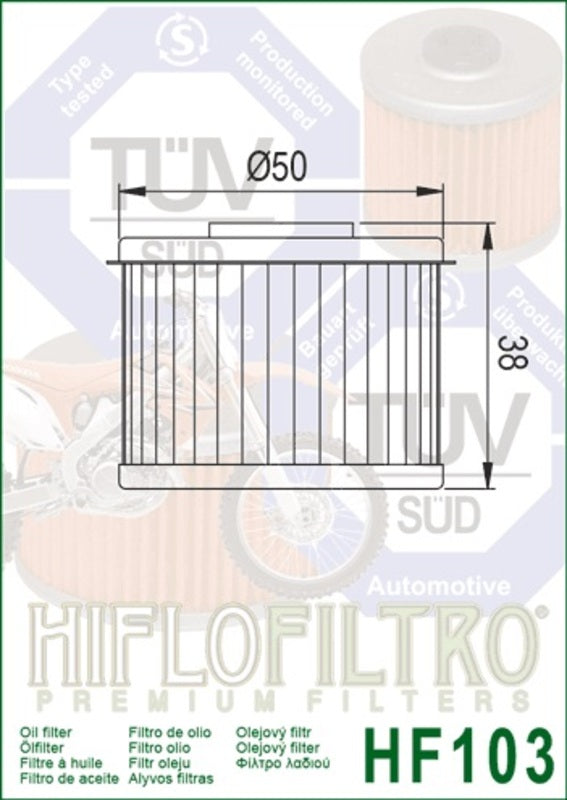 HIFLOFILTRO Racing Ölfilter - HF103