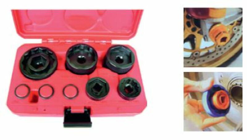 JMP Koffer Radachsen-Stecknüsse universal 28 mm bis 55 mm 5-teilig