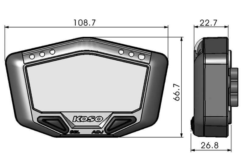 KOSO Tachometer DB-02 Multifunktion schwarz universal