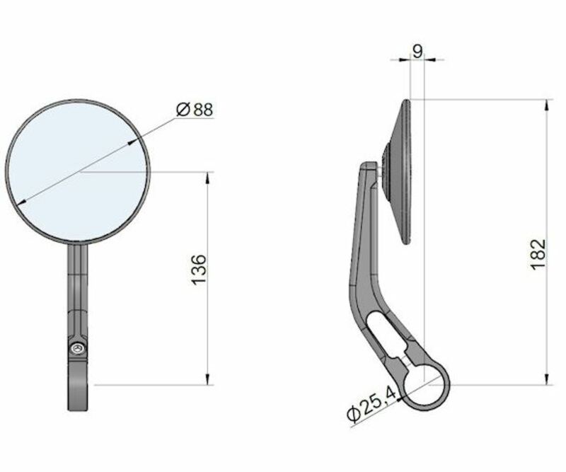 LSL Rückspiegel Clubman Lenkerende Schwarz Clubman (Zulassung deutsche STZVO) (Stck.)