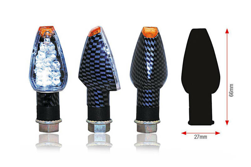 LED Blinker DESIGN, kurz, Carbon