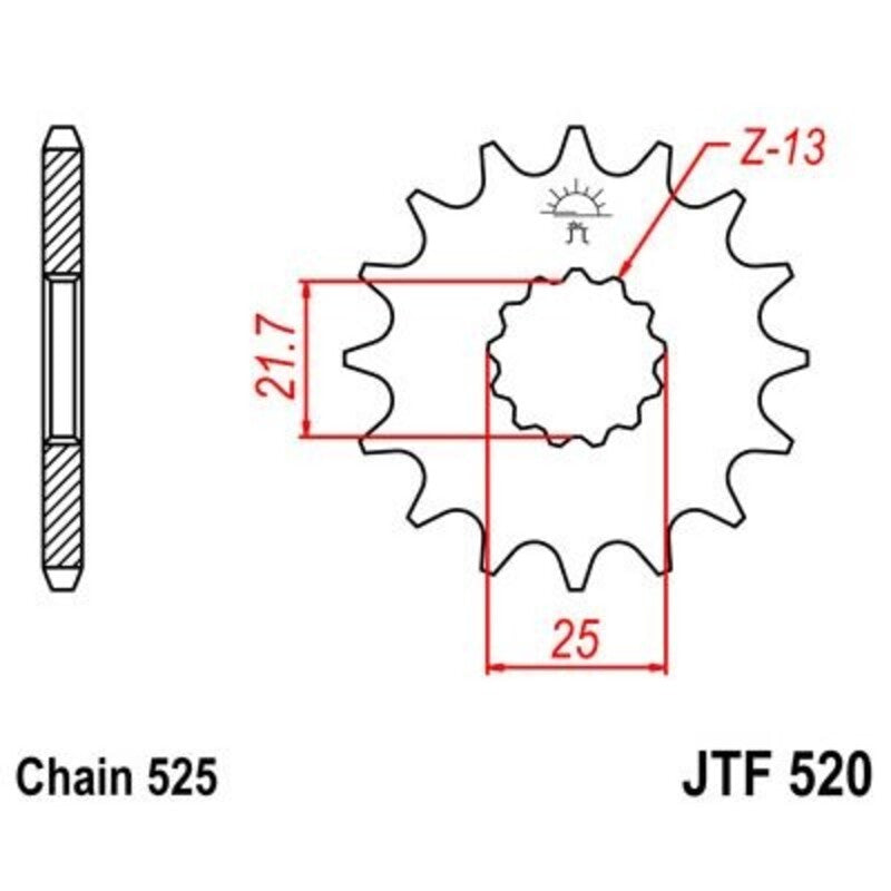 JT SPROCKETS geräuscharmes vorderes Ritzel 520 - 525