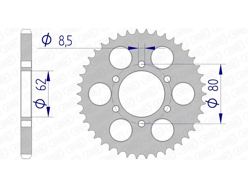 AFAM Ultraleichtes harteloxiertes Aluminiumritzel hinten 13208 - 428