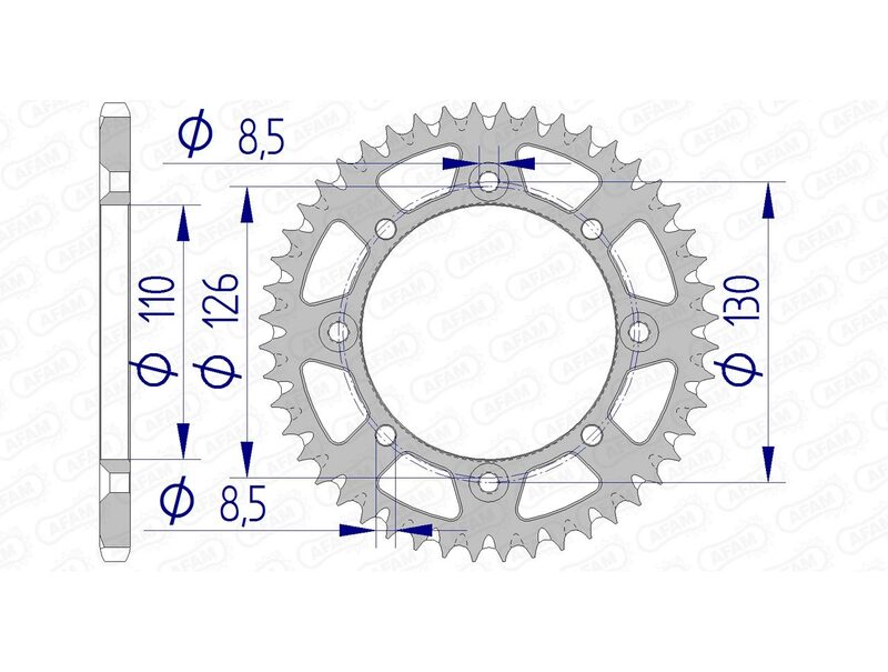 AFAM Ultraleichtes selbstreinigendes Aluminiumritzel hinten 17107420