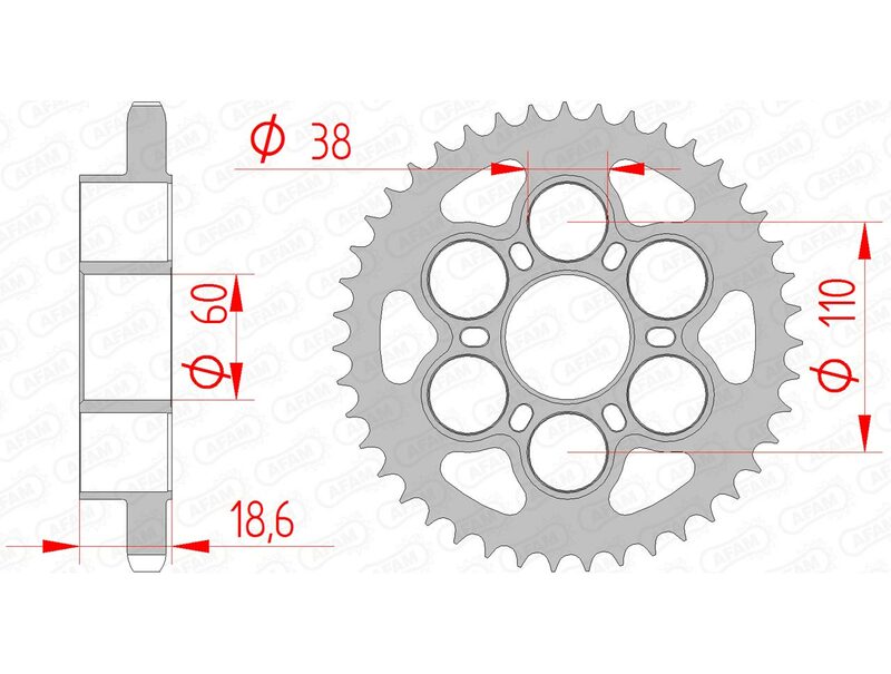 AFAM Standard Stahlritzel hinten 50801 - 525