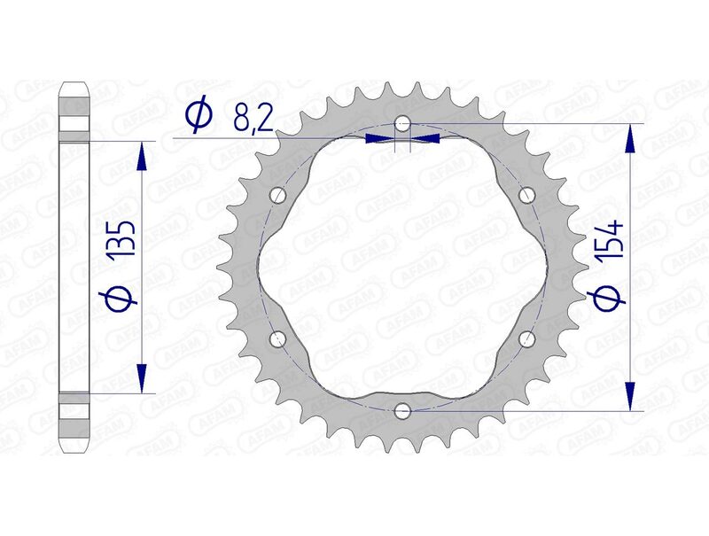AFAM Aluminium Kettenrad hinten 51803 - 525 - Benötigt einen AFAM-Kronenhalter