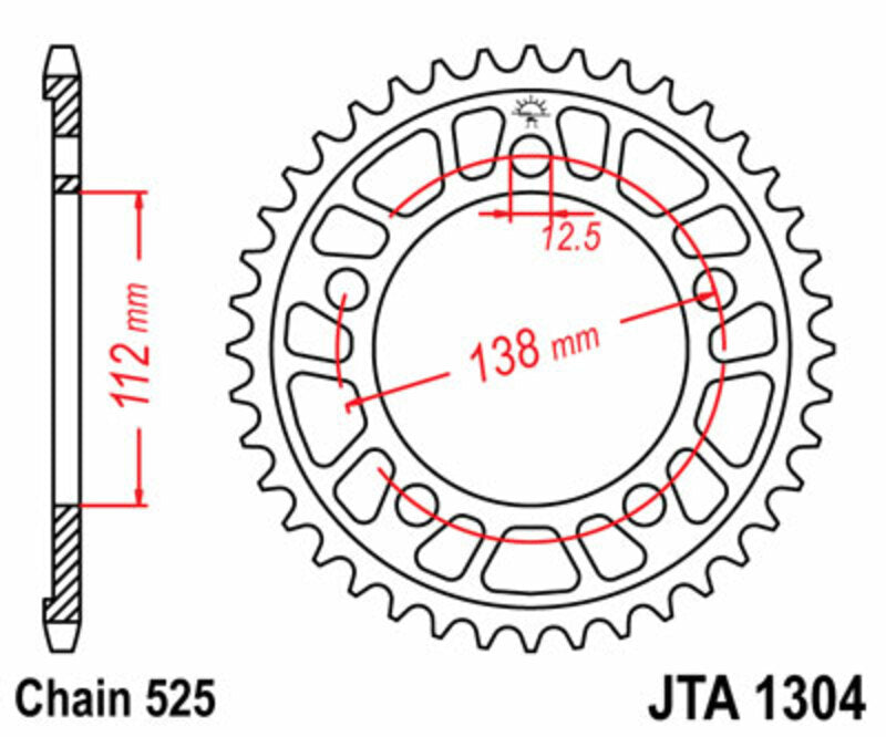 JT SPROCKETS Ultraleichtes Aluminiumritzel hinten 1304 - 525