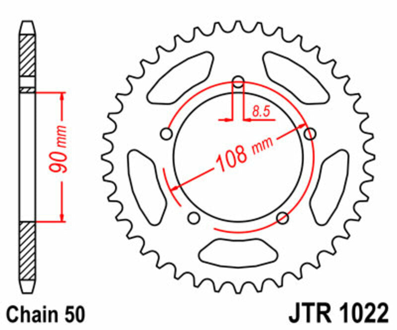 JT SPROCKETS Standard Stahlritzel hinten 1022 - 530