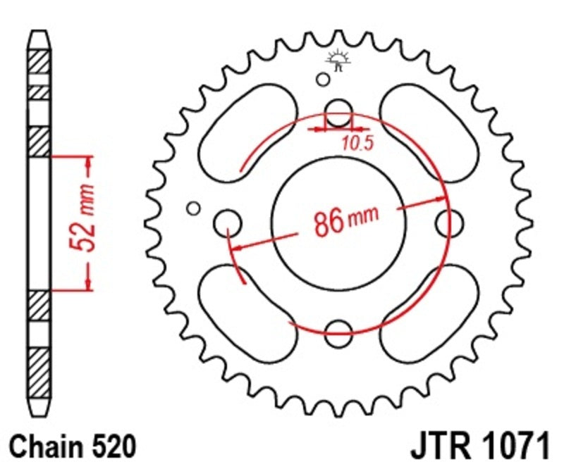 JT SPROCKETS Standard Stahlritzel hinten 1071 - 520