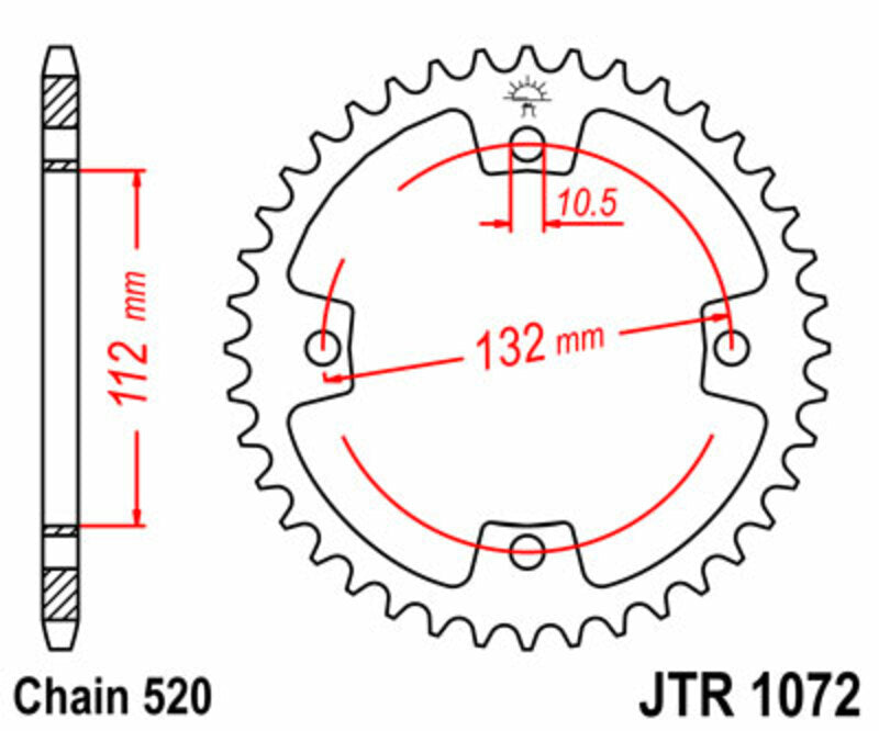 JT SPROCKETS Standard Stahlritzel hinten 1072 - 520