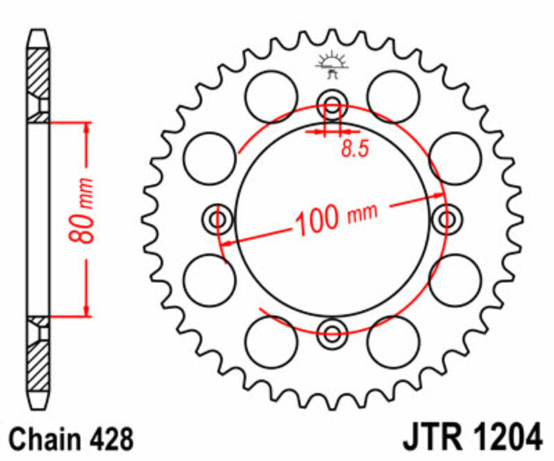 JT SPROCKETS Standard Stahlritzel hinten 1204 - 428