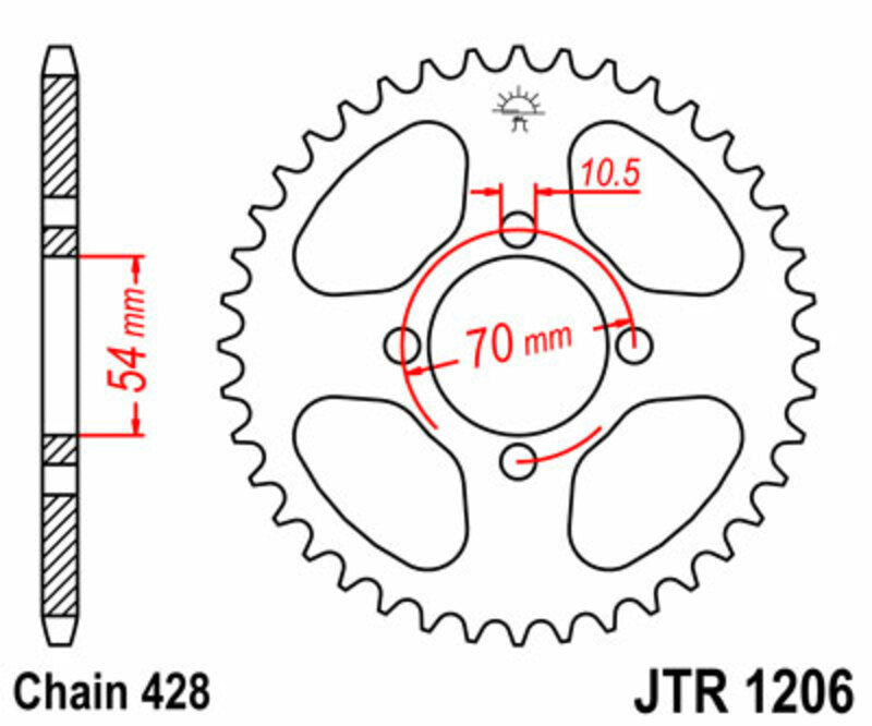 JT SPROCKETS Standard Stahlritzel hinten 1206 - 428