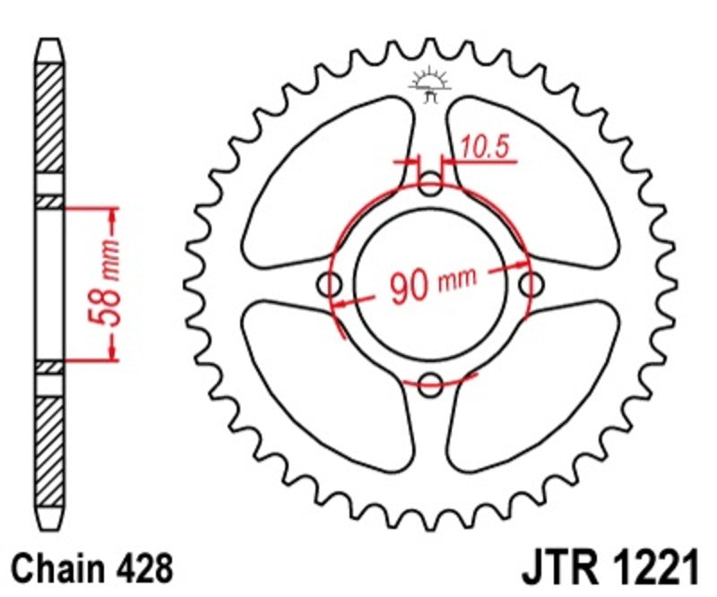 JT SPROCKETS Standard Stahlritzel hinten 1221 - 428