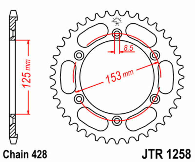 JT SPROCKETS Standard Stahlritzel hinten 1258 - 428