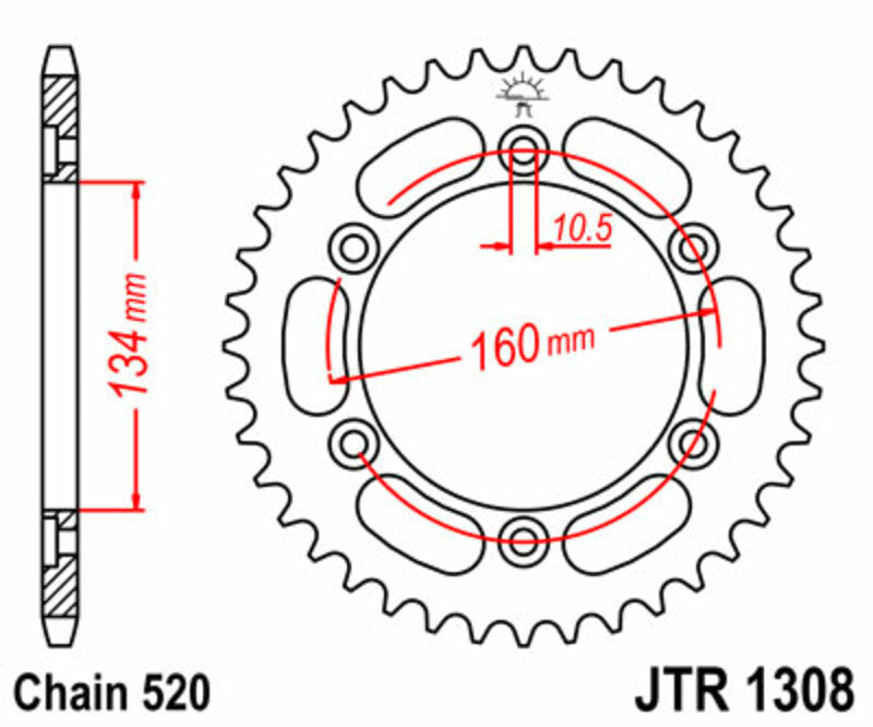 JT SPROCKETS Standard Stahlritzel hinten 1308 - 520