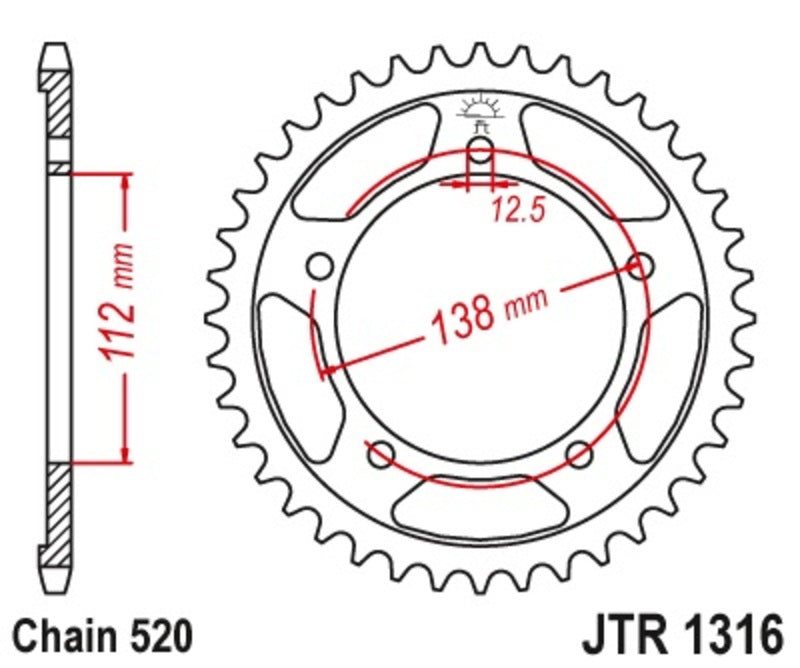 JT SPROCKETS Standard Stahlritzel hinten 1316 - 520