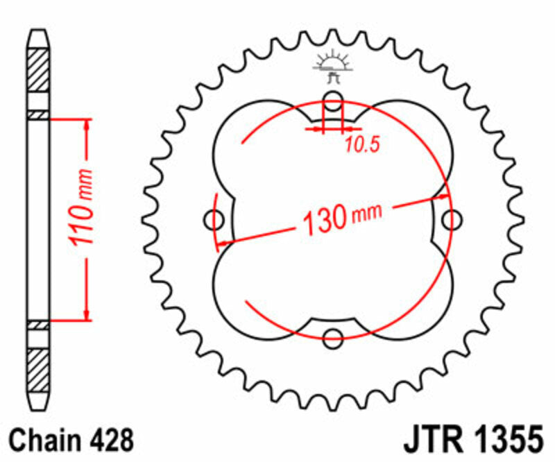 JT SPROCKETS Standard Stahlritzel hinten 1355 - 428