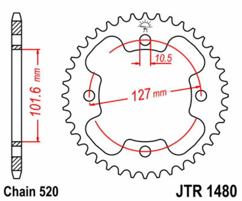 JT SPROCKETS Standard Stahlritzel hinten 1480 - 520
