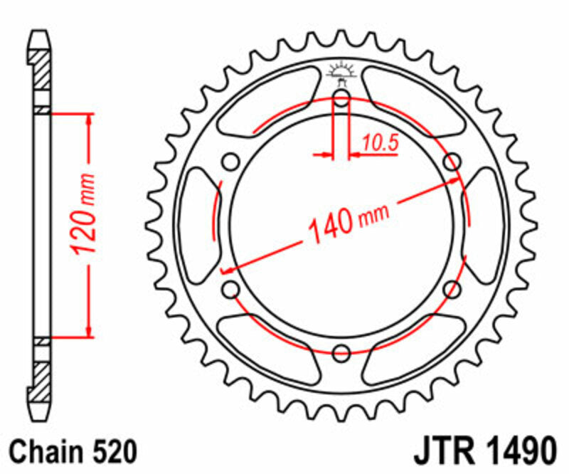 JT SPROCKETS Standard Stahlritzel hinten 1490 - 520