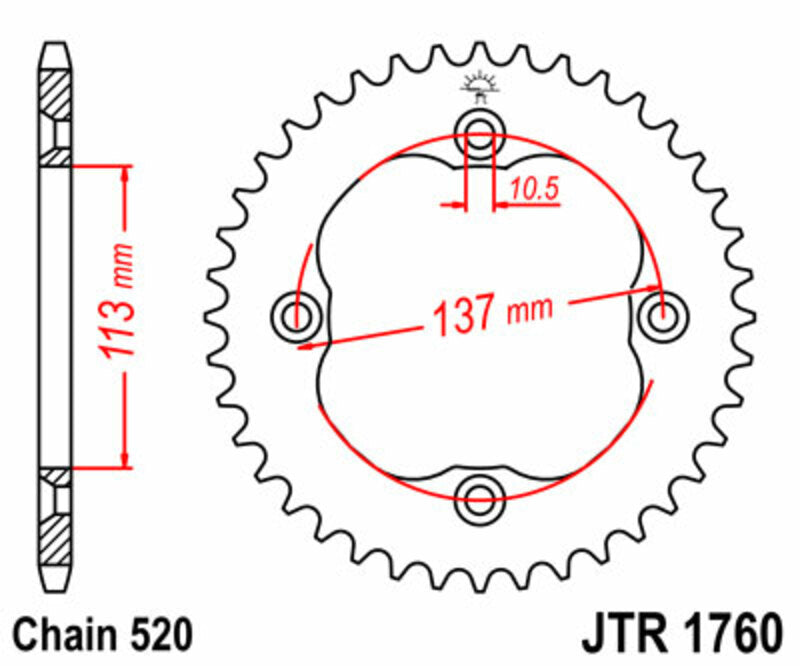 JT SPROCKETS Standard Stahlritzel hinten 1760 - 520