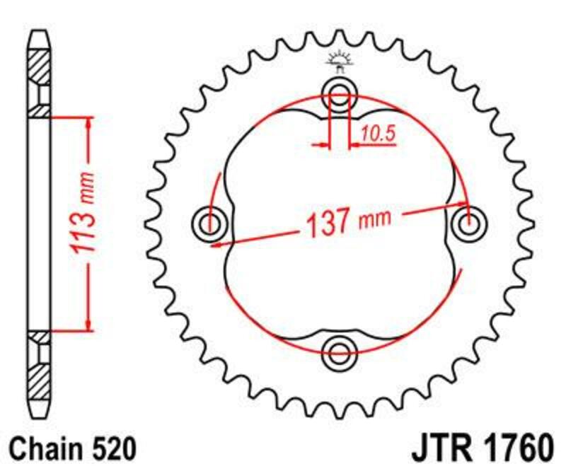 JT SPROCKETS Standard Stahlritzel hinten 1760 - 520