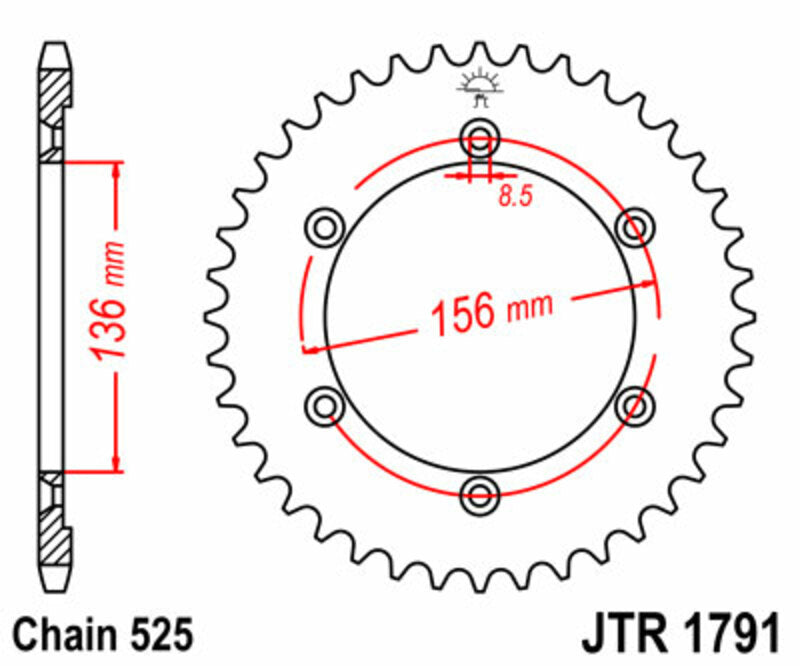 JT SPROCKETS Standard Stahlritzel hinten 1791 - 525