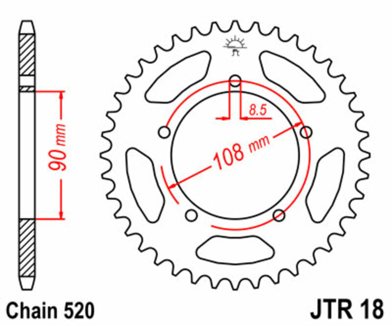 JT SPROCKETS Standard Stahlritzel hinten 18 - 520