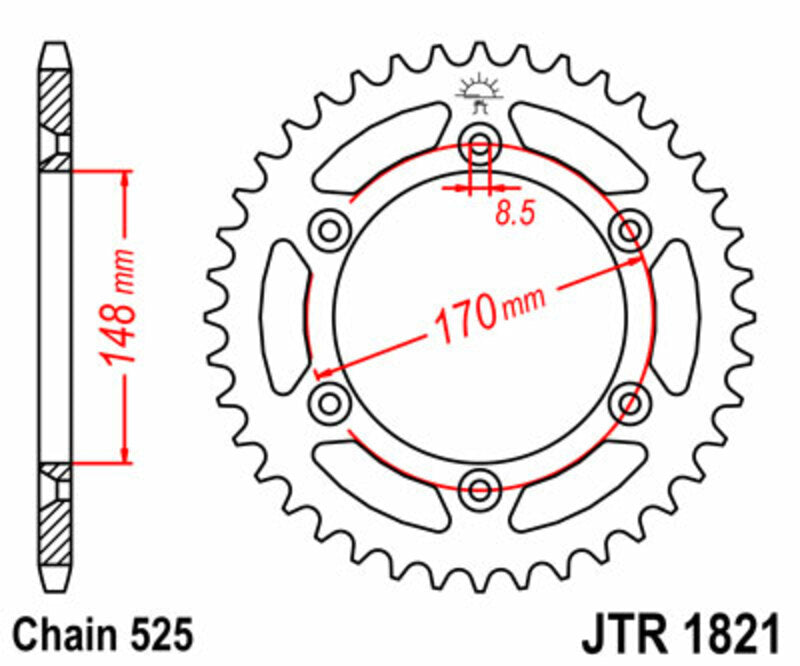 JT SPROCKETS Standard Stahlritzel hinten 1821 - 525