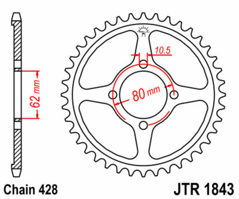 JT SPROCKETS Standard Stahlritzel hinten 1843 - 428