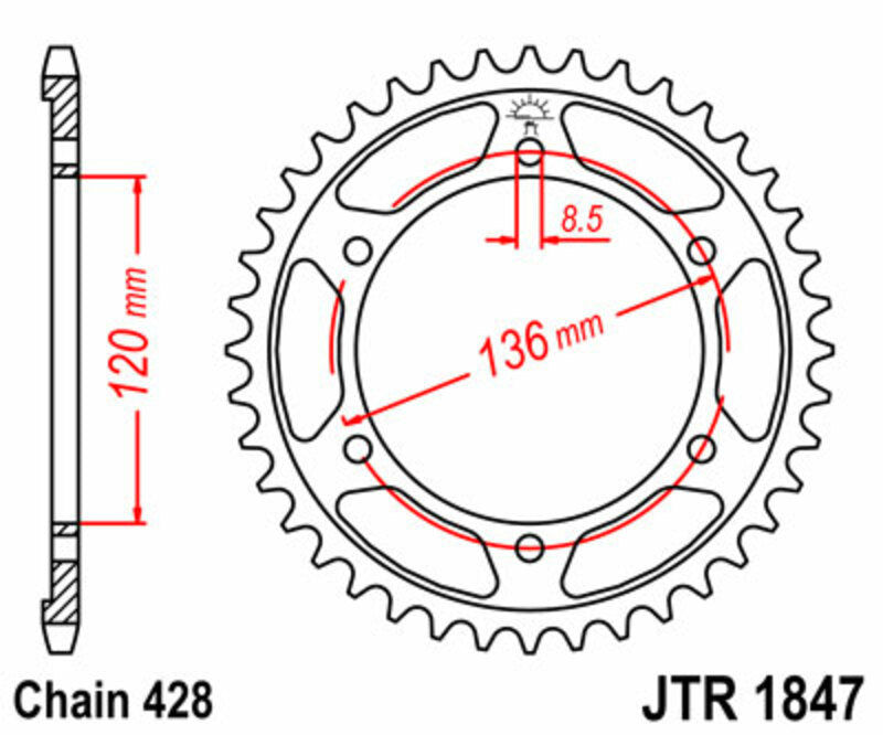 JT SPROCKETS Standard Stahlritzel hinten 1847 - 428