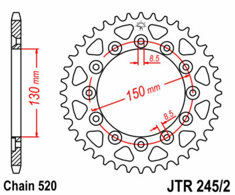 JT SPROCKETS Standard Stahlritzel hinten 245/2 - 520