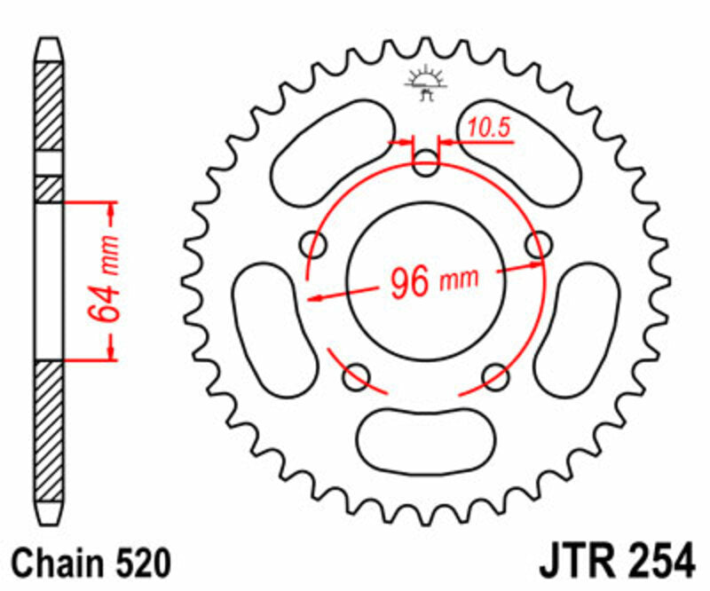 JT SPROCKETS Standard Stahlritzel hinten 254 - 520