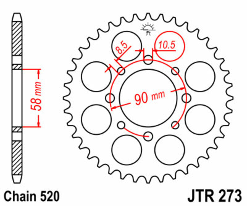 JT SPROCKETS Standard Stahlritzel hinten 273 - 520
