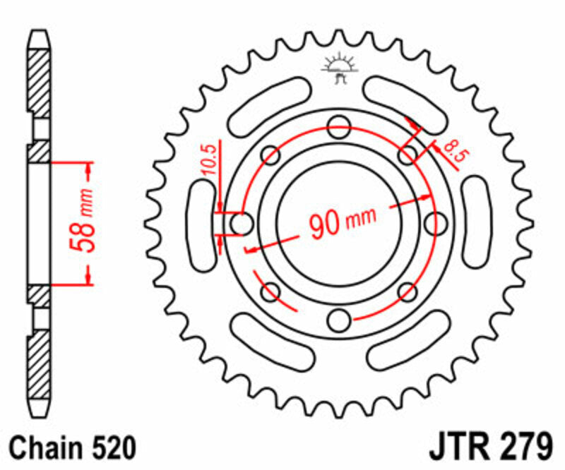 JT SPROCKETS Standard Stahlritzel hinten 279 - 520
