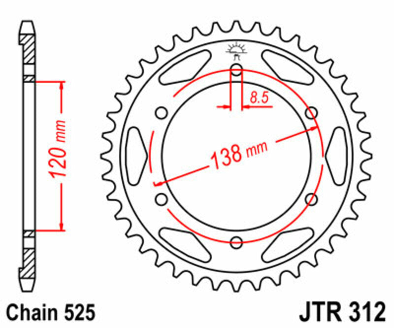 JT SPROCKETS Standard Stahlritzel hinten 312 - 525
