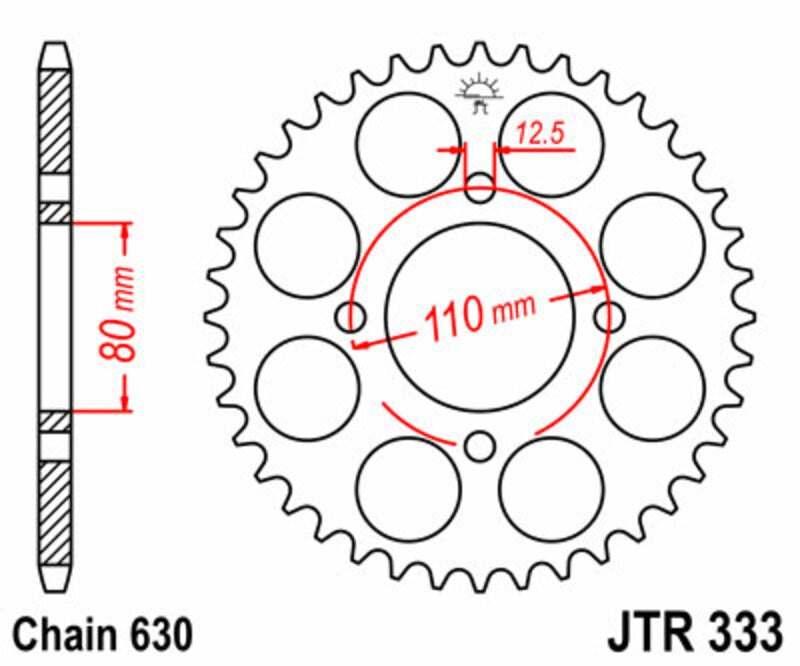 JT SPROCKETS Standard Stahlritzel hinten 333 - 630