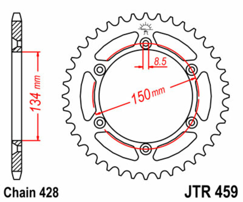 JT SPROCKETS Standard Stahlritzel hinten 459 - 428