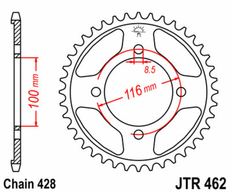 JT SPROCKETS Standard Stahlritzel hinten 462 - 428