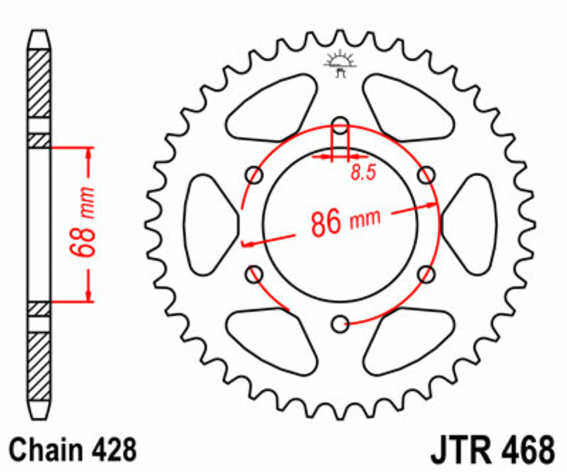 JT SPROCKETS Standard Stahlritzel hinten 468 - 428