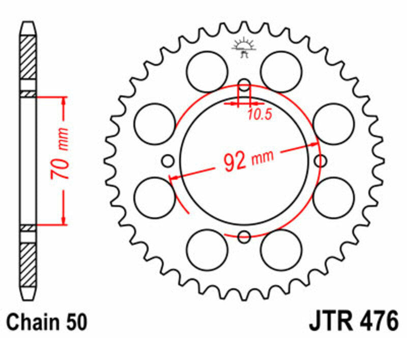 JT SPROCKETS Standard Stahlritzel hinten 476 - 530