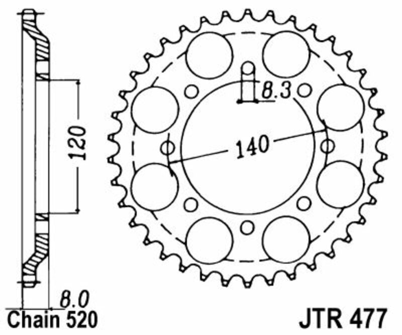 JT SPROCKETS Standard Stahlritzel hinten 477 - 520