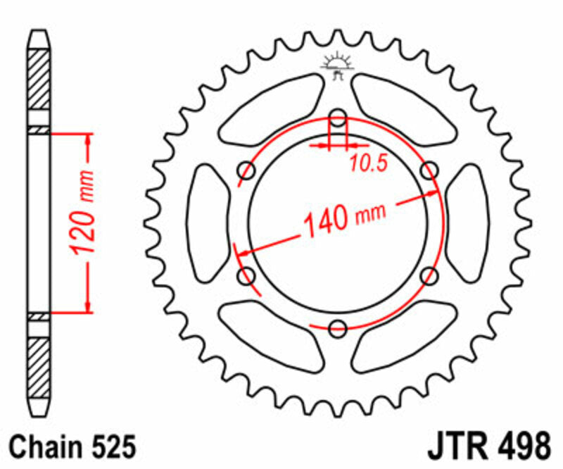 JT SPROCKETS Standard Stahlritzel hinten 498 - 525