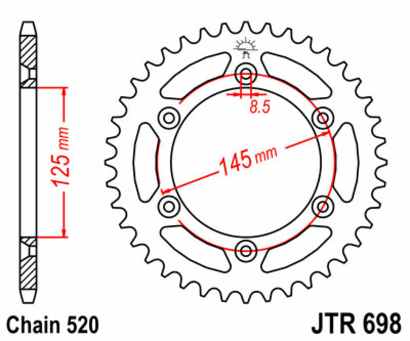 JT SPROCKETS Standard Stahlritzel hinten 698 - 520