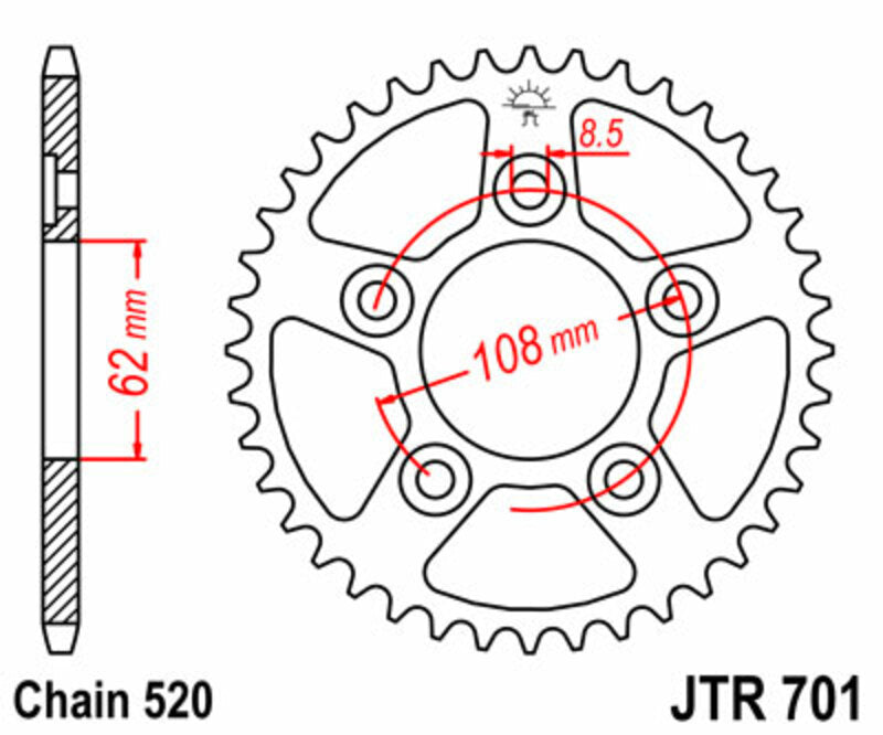 JT SPROCKETS Standard Stahlritzel hinten 701 - 520