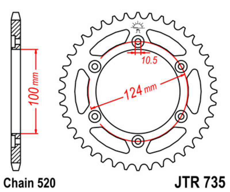JT SPROCKETS Standard Stahlritzel hinten 735 - 520