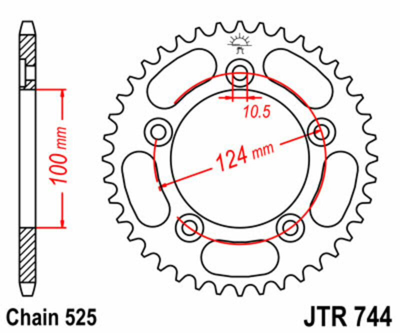 JT SPROCKETS Standard Stahlritzel hinten 744 - 525
