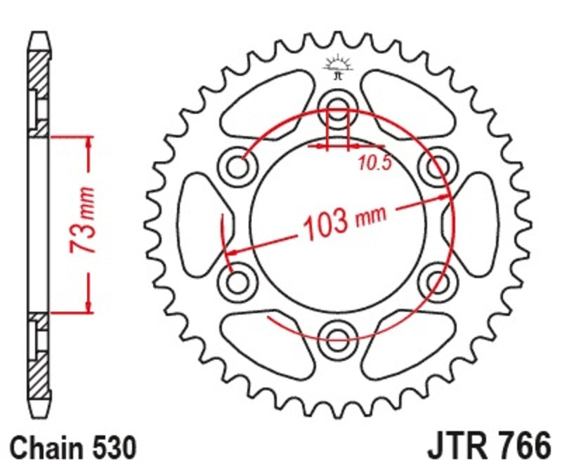 JT SPROCKETS Standard Stahlritzel hinten 766 - 530