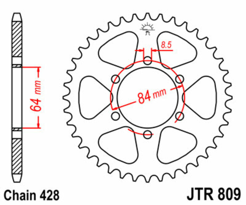 JT SPROCKETS Standard Stahlritzel hinten 809 - 428