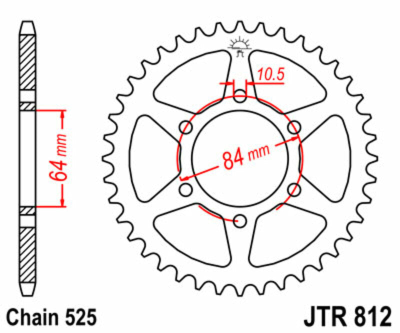 JT SPROCKETS Standard Stahlritzel hinten 812 - 525