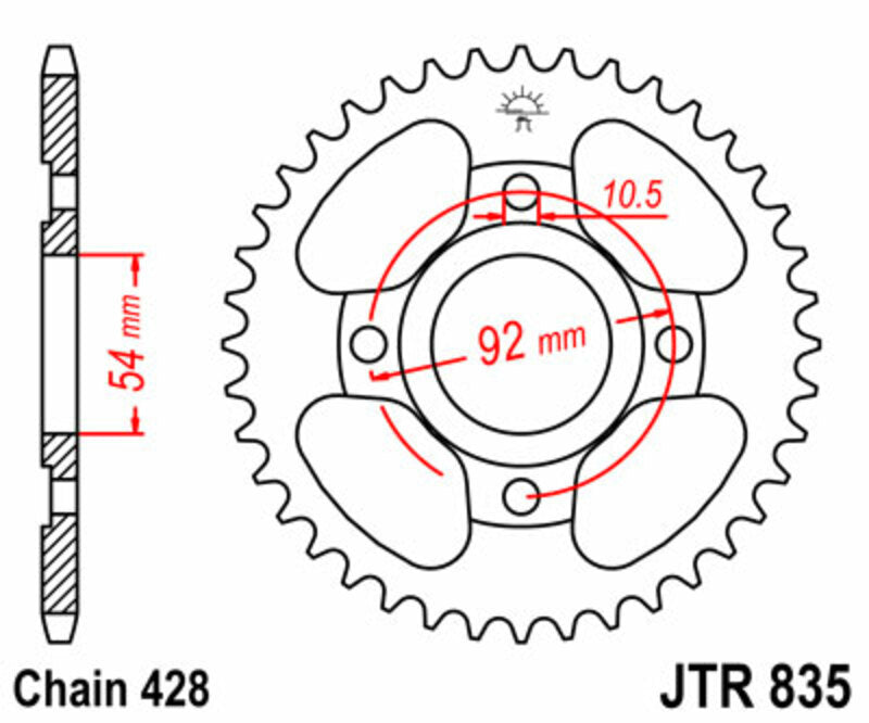JT SPROCKETS Standard Stahlritzel hinten 835 - 428